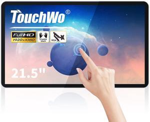 TouchWo 21.5 inch Capacitive Multi-Touch Screen Industrial Monitor, 16:9 Display 1920 x 1080P, Built-in Speakers, VGA & HD-MI Monitor for PC, POS, Small Business, Restaurant