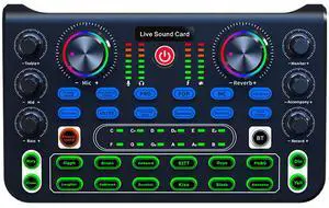 Live Sound Card, Clear Sound Karaoke Recording Mobile Audio Mixer, Adjustment Noise Reduction Gaming Audio Mixer for Live Broadcast, Karaoke, Recording, Voice Chatting