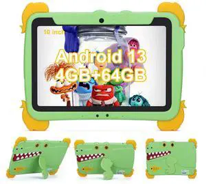 C idea 10.1 inch Kids Tablets,Android 13 Tablet for Kids,Children Tablet 4GB RAM+64GB ROM(1TB TF), FHD IPS Screen,5 Hours Battery,5G WiFi,Great Gift for Toddler(Green)