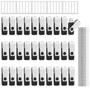 EASTBULL 100 Pack of Bulk Flash Drives 128MB USB 2.0 Flash Drives Pack 8GB USB Drives Bulk Thumb Drives for Data Storage with 100 Strings and Labels (128MB, Black)