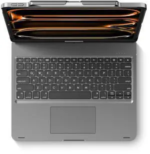 edaiser Swivel Keyboard Case for Apple 2025 iPad Air 13-inch (M3-M2), iPad Pro 13 inch M4 2024, iPad Pro 12.9-inch (6th-3rd Gen); Rotatable Cover with Pencil Holder, Trackpad, Backlit, Space Gray