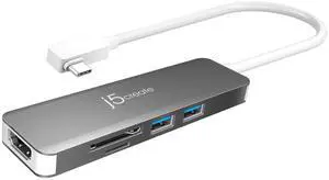 j5create 5 in 1 Compact USB-C Hub, Type C Adapter with 4K HDMI, 2 USB 3.0 Ports, SD and microSD Card Reader, for MacBook Pro, MacBook Air, XPS, Chromebook, and Other USB C Windows Laptops (JCD372)
