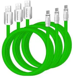 3-Pack 240W USB C Fast Charging Cable Green Type C Charger Cable Extra Thick Data Transfer Phone Charger Cord, USB A to Type C, 1.64FT