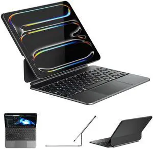 doqo iPad Pro 13 inch Case with Keyboard (M4, 2024) Magic Style Keyboard Case for iPad Pro 13 M4 2024 with Multi-Glass Trackpad Slim 7 Colors Backlit Magnetic Black for iPad Pro 13 7th