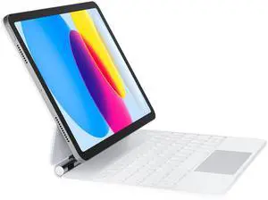 DVWDVW Keyboard Case for iPad 10th Generation 2022 Magic Style Folio Magnetic Keyboard Case with Multi-Touch Trackpad Compatible with iPad 10th Gen 10.9 inch 7 Colors Backlit with LED Display (White)