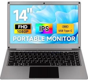 ELECROW Portable Monitor with Keyboard, 14 Inch Lapdock Display with Built-in Battery, 1080P FHD USB C Monitors with RPi5 & Jetson Adapters Compatible with Raspberry Pi, PC, Phone, Mac, Game Console