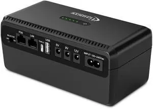 CHINTE Mini UPS 16000mAh, Uninterruptible Power Supply with POE Output DC 5V/9V/12V USB Type-C for Router,Modem,Security Camera,Phone,LED Light
