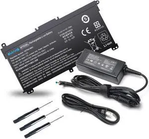 Emaks Battery HT03XL and UL Charger for HP Pavilion 14 14-CE 14-CF 14-CM 14M-DH 14-DQ 14-FQ:14m-dh1003dx 14-dq0040nr 14-cf2112wm cf1015cl 15-CW 15-DA 15-DB 15-DW 15-EF 17-by 17-CA Battery Adapter