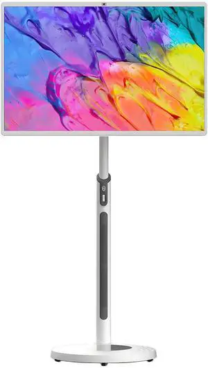 ForHelp 32 Inch Wheeled Portable Monitor with Touch, 1080p IPS HD Display, Built-in Battery/Speakers/Bluetooth Enabled/USB-C HDMI Connection/HD, Smart Swivel with Removable Stand