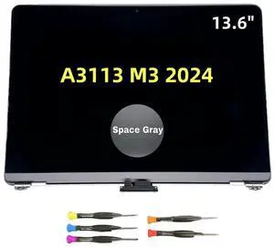 New LCD for MacBook Air Retina 2024 M3 A3113 EMC 8611 MRXP3 MRXR3 MRXU3 MRXN3 MRXQ3 MRXT3 MRXV3 13.6inch 2560x1664 Full LCD Screen Display Assembly Space Grey