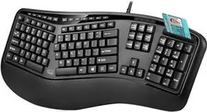 Adesso TruForm AKB-150SB-TAA Desktop Ergonomic Smart Card Reader Keyboard (TAA Compliant), Black