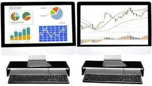Jetec 2 Pcs Acrylic Monitor Stand Desktop Video Acrylic Monitor Riser Desk Shelf Computer Stand for Laptop TV Computer Screen Desk Organizer Teacher's Day Supplies (Black, 20 x 8 x 3 Inch)