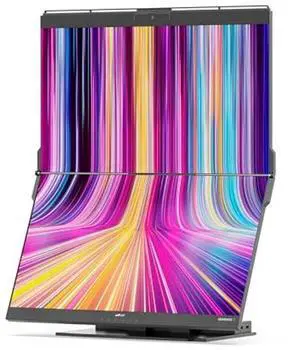 Mobile Pixels 2025 Geminos-T Dual 24" Stacked Computer Monitors with 1080P Webcam and Speakers, Vertical Desktop Monitor, Plug and Play, HDMI/USB-A/USB-C (Touchscreen)