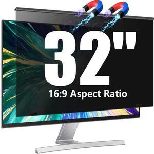 JEEETINTX Magnetic 32 inch Computer Privacy Screen Filter for 16:9 Widescreen Monitor Desktop PC, 32in Hanging Removable Anti Glare Blue Light Eye Protection Shield, Anti Spy Screen Protector Panel
