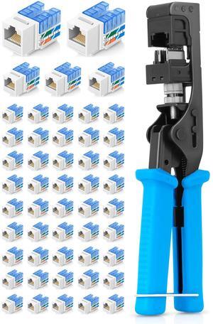 Everest Media Solutions Bundle - 2 Items: easyJACK - Speed Termination Tool + 50 Pack of RJ45 CAT5e UTP Keystone Jacks - White