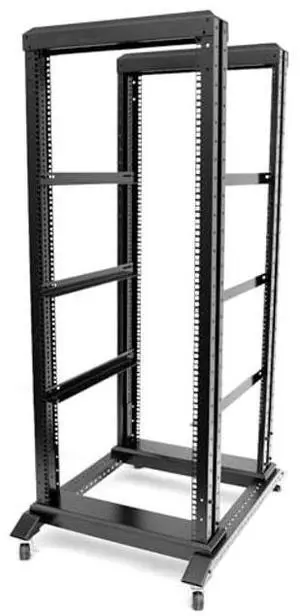 27U 4 Post Open Frame Server Rack Suitable 19inch Server Equipment Cold Rolled Steel Heavy Duty Rack 24inch Deep with Wheels Heavy Duty Rack (4POST-D800-27U, 27U)