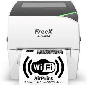 FreeX [Intro Price] WiFiMAX Thermal Printer | Wireless Wi-Fi AirPrint 4x6 Shipping Labels Printer | Compatible with iPhone iOS, MacOS, Android, Windows and Zebra, Brother, Dymo, Rollo, Munbyn Labels