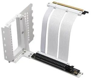 GIGA-MEGA PCIe X16 GEN4 Riser Cable PCIe 4.0 with GPU Vertical Mount Bracket for RTX4080, RTX4090 (White)