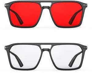Goiteia Red Blue Light Glasses for Sleep-Blocking Blue & Green Light + Clear Tint Computer Glasses for Ture Color-Ease Computer andDigital Eye Strain