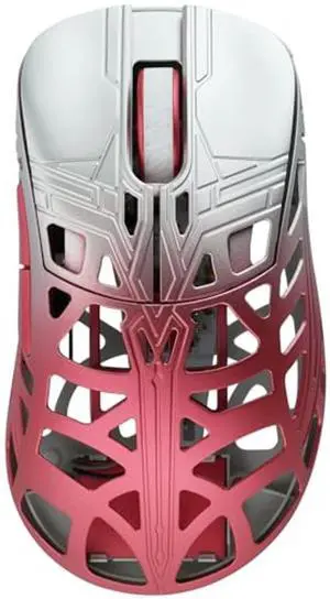 KEEBMONKEY WLMOUSE Sword X Lightweight Magnesium Alloy Wireless Gaming Mouse - 8KHz Polling Rate, PAW3950 HS Sensor, 50-30000 DPI, OM & TTC Switches (TTC Nihil Transparent Black Dot, Silver&Red)