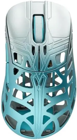 KEEBMONKEY WLMOUSE Sword X Lightweight Magnesium Alloy Wireless Gaming Mouse - 8KHz Polling Rate, PAW3950 HS Sensor, 50-30000 DPI, OM & TTC Switches (OM Opticals, Silver&Blue)