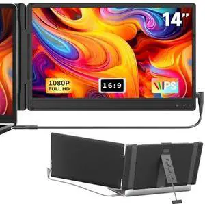 KOJOM Laptop Screen Extender,14" FHD 1080P IPS Laptop Monitor Extender, Portable Monitor Support 13"-17"Laptops with USB-C/HDMI Plug & Play for Windows/Mac/Chrome/PS5/Switch