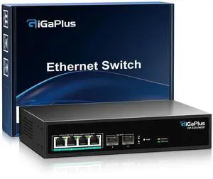 6 Port 2.5Gb Unmanaged PoE Switch with 4*2.5G Base-T PoE Ports, 2*10G SFP+ Uplink, 802.3af/at (PoE+), 60Gbps Switching Capacity, GigaPlus 2.5G PoE Switch for 2.5Gb NAS/PC, WiFi6 Router, Wireless AP