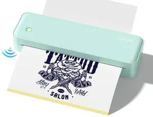 Gloryang Wireless Tattoo Transfer Stencil Printer, Portable Thermal Tattoo Machine for Tattoo Beginners with 40pcs Stencil Paper, Compatible with Smartphone & PC, Rechargeable & Inkless, Light Green