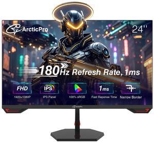 ArcticPro 24inch Gaming Monitor 180Hz, FHD 1080p, IPS Panel, 1ms Response Time, Adaptive sync, PC Computer Monitor, 3-Sided Frameless, Ultra Slim, 100% sRGB, Bluelight Filter, DP*1, HDMI*1