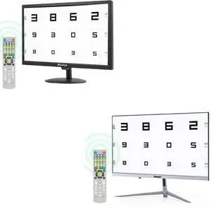 Huanyu Visual Acuity Chart Digital 19inch LCD Electronic Optical Eye Charts with 44+ Visual Targets Frame-Less Full Screen Visual Acuity Chart Digital with Remote 21.5inch Bundle
