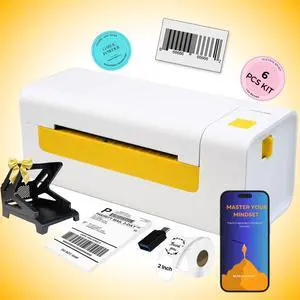 ElectriQ Spirit Bluetooth Thermal Shipping Label Printer for Small Business. Includes Paper Holder, 4x6 Labels, 2" Round Stickers, USB C, and E-Book.Compatible with Android, iOS, Windows, Mac.