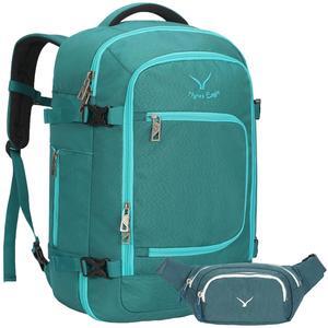 Hynes Eagle Travel Backpack 40L Flight Approved Carry on Backpack Men Large Cabin Weekender Laptop Backpack Women 15.6 inches Teal with Waist Pack Green