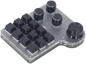 Customized Industrial Console Mechanical Keypad 12 Keys with 4 Mechanized Control Rotary Buttons Support Keyboard Programming Macros and Software Green Shaft with Rgb Light