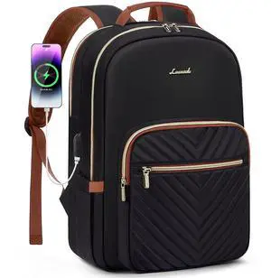 LOVEVOOK Laptop Backpack for Women 17.3 inch,Cute Womens Travel Backpack Purse,Professional Laptop Computer Bag,Waterproof Work Business College Teacher Bag Carry on Backpack with USB Port,Black Brown