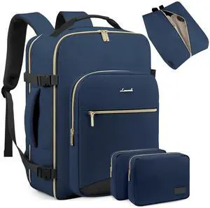 LOVEVOOK Carry on Backpack, 50L Travel Backpack Women for Airplanes, 18inch Laptop Backpack with Toiletry Bag Carry on Bags for Airplanes Casual Daypack for Weekender Overnight Hiking,Blue green-Black