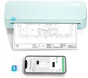 JADENS Portable Printers Wireless for Travel, Thermal Inkless Printer, Support 8.5" X 11" Thermal Paper(Green)