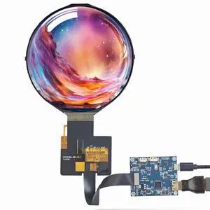 FanyiTek 5 inch 1080x1080 350nit IPS MIPI Round LCD Screen and 50 pins Controller Board,Micro USB Power Port