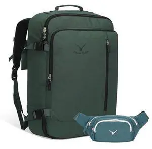 Hynes Eagle Carry on Backpack 38L Large Travel Backpack for Women Flight Approved Weekender Bag Laptop Backpack Men 15 inches Oliver Green with Waist Pack Green
