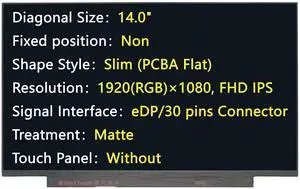 JHK JIEHONGKE New Screen Replacement for B140HAN04.0,eDP 30 pins Connector,1920(RGB)x1080 FHD IPS,Matte,LCD LED Display