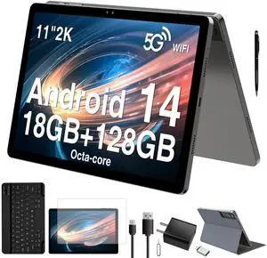 2025 Latest 11 inch Android 14 Tablet, 18GB RAM 128GB ROM, 1TB Expandable, 2K Display, T616 Octa-Core, 13MP+5MP+5MP Camera, 9000mAh Battery, GPS, Face ID, Quad Speakers, Tablet with Keyboard and Pen 2025 Latest 11 inch Android 14 Tablet, 18GB RAM 128GB ROM, 1TB Expandable, 2K Display, T616 Octa-Core, 13MP+5MP+5MP Camera, 9000mAh Battery, GPS, Face ID, Quad Speakers, Tablet with Keyboard and Pen