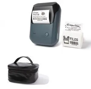 LMASBLTER B1 Black Barcode Label Printer with Tape+Portable Carrying Bag