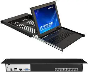 MT-VIKI 1U Rack Mount Over RJ45, 8 Port USB VGA/HDMI KVM Console Over CAT6 Cable[(VGA/HDMI Cat6 KVM Dongles Ordered Separately)]