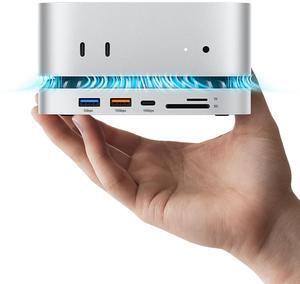 MOVE SPEED Mac mini M4 Dock, Included 1TB NVMe M.2 SSD, 10 in 1 Expansion Hub & Aluminum Stand, 10Gbps USBA/C, 4K60HZ HDMI, SD/TF Card Reader, Quiet/Stable