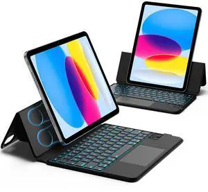 GOKOCO Keyboard Case for iPad 11th A16 2025/iPad 10th Generation 10.9-inch,Adjustable Portrait/Land Stand,Magnetic Split Stand Case with Multi-Touch Trackpad Backlit Keyboard for iPad 10th/11th-Black