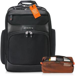 Everki Onyx Premium Executive Laptop Backpack (EKP132S17) with Orange Accessory Pouch - Ballistic Nylon Backpack with 17.3" Compartment, 30L Capacity - Backpack & Accessory Pouch Bundle