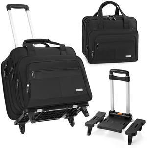 GMAK Rolling Laptop Bag for Women Men, Wheeled Briefcase with Removable Trolley, 16.5 Inch Laptop Bag Overnight Roller Case Computer Bags for Work/Business/Travel Carry On Bag with Wheels, Black