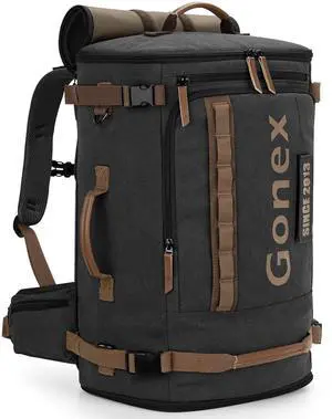 Gonex Canvas Laptop Backpack, Large 3-in-1 Convertible Vintage Travel Bag for Men & Women, Durable Carry-On for Work, College & Outdoor Adventure (Dark Gray)