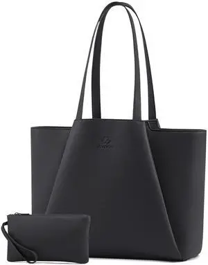 LOVEVOOK Women's Lead Gray 15.6 Inch Laptop Tote Bag, Large Capacity Work Bag with Clutch, Water Resistant PU Leather, Reinforced Bottom LOVEVOOK Women's Lead Gray 15.6 Inch Laptop Tote Bag, Large Capacity Work Bag with Clutch, Water Resistant PU Leather, Reinforced Bottom