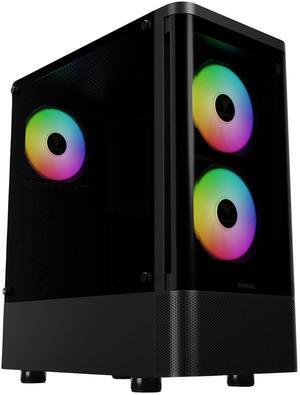 GAMDIAS ATX Mid Tower Computer PC Case with Curved Tempered Glass, Built-in 3X 120mm ARGB PWM Gaming Case Fans, Support Up to 6 PC Fans, 360mm AIO/Radiator, 300mm GPU/VGA, 160mm CPU Cooler, 150mm PSU