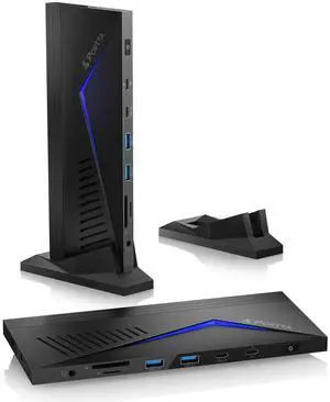 PORTTA 14 in 1 Docking Station Triple Monitor up to 4K 60 w/ 150W Power Adapter, HDMI x3, USB x6, RJ45, SD/TF, 100W PD, Audio/Mic, Compatible with macOS/Windows SST/MST, Driver Required